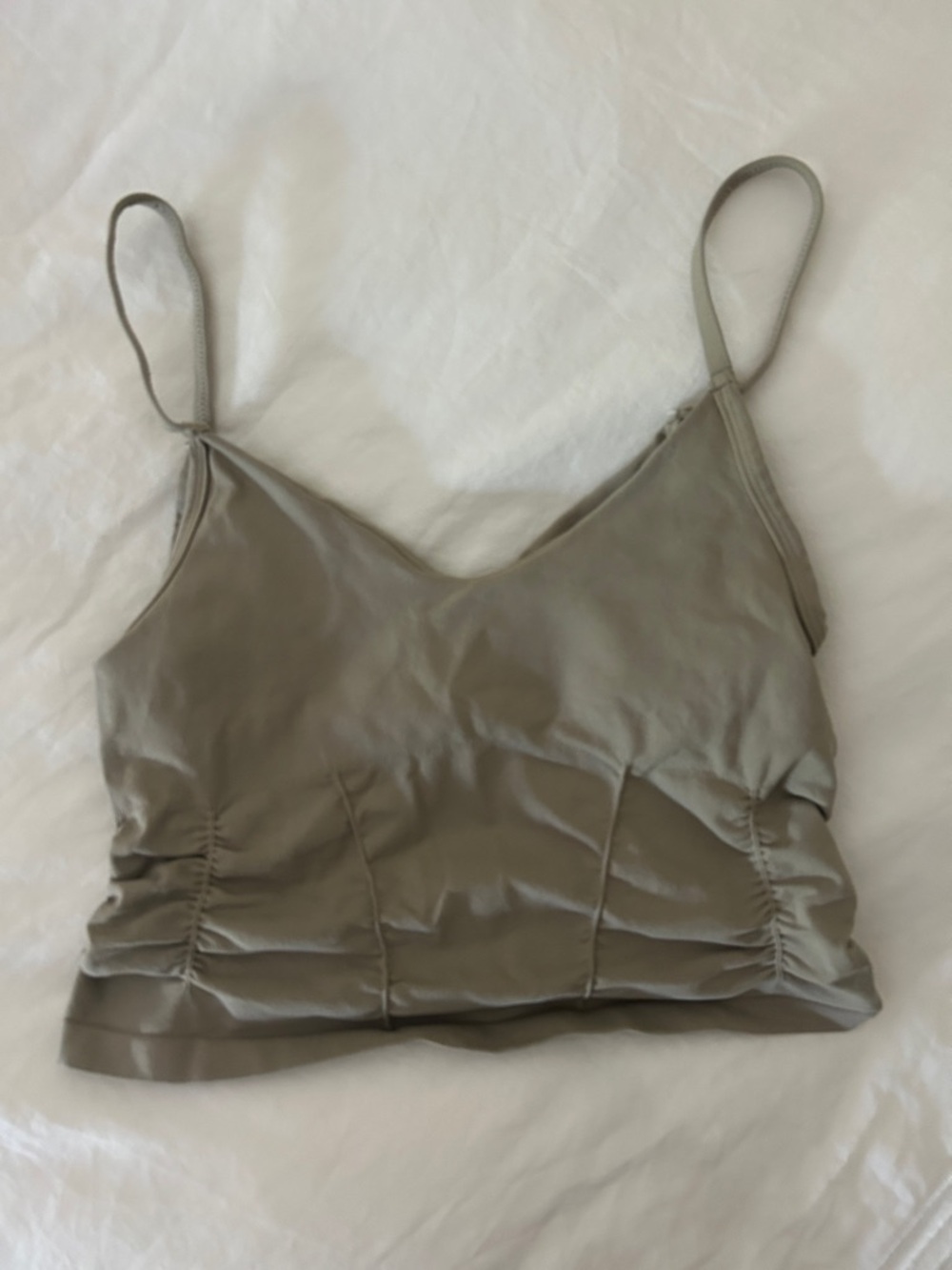 Free people movement Sleek Olive Green cement  Spaghetti Strap Crop Top